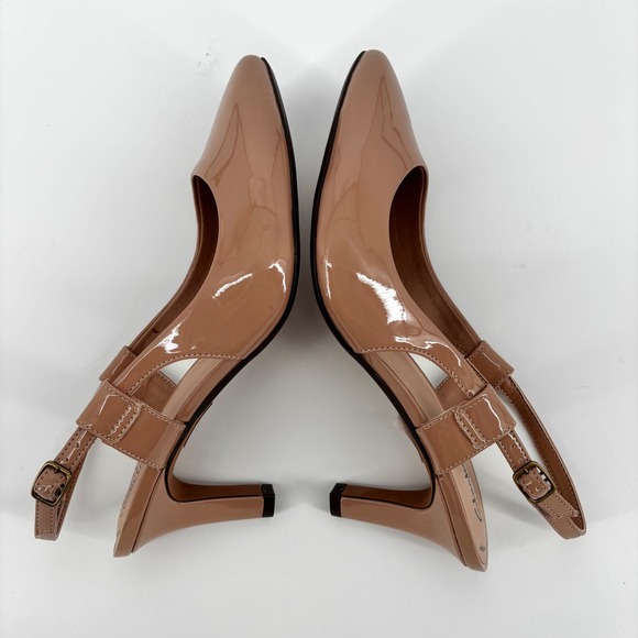 Clarks Collection Illeana Sky Praline‎ Patent sz 10 Tan Slingback Heels Pumps - Picture 7 of 9